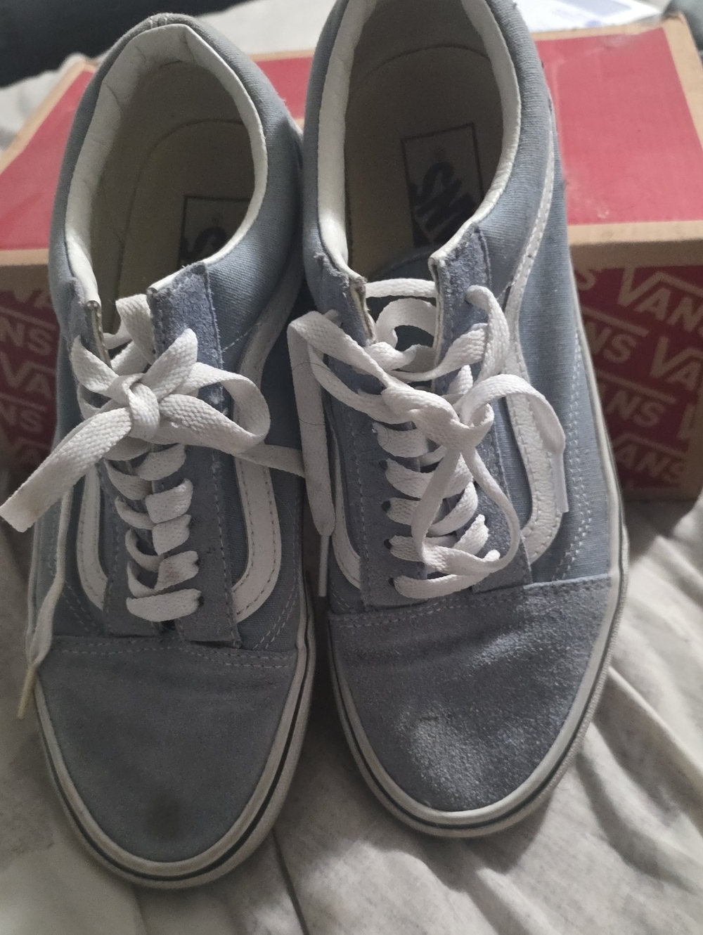 Vans Old Skool Suede & Canvas Sneakers - Light Blue/White